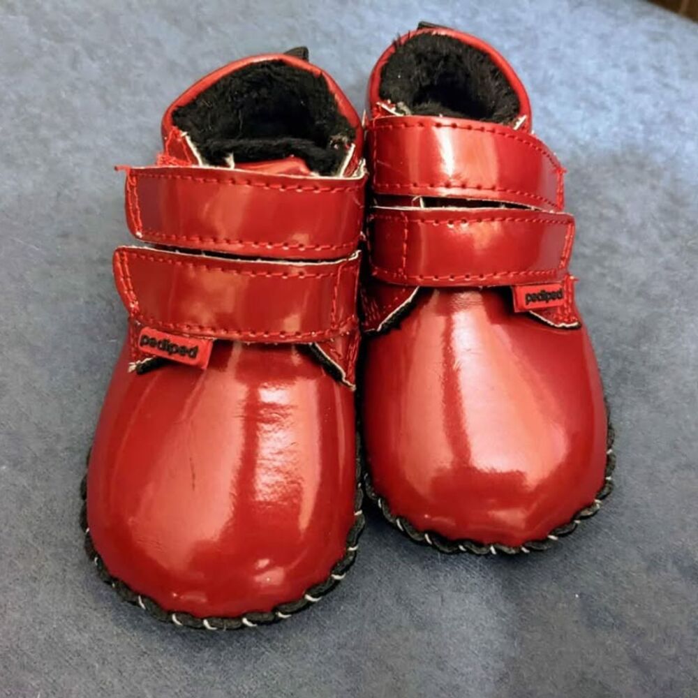 Pediped Lionel Red Patent Leather Baby Boots 6–12M Soft Sole Shoes